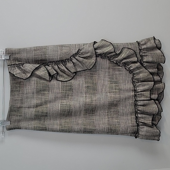 Rebecca Taylor black & white Plaid ruffle Skirt Knee length